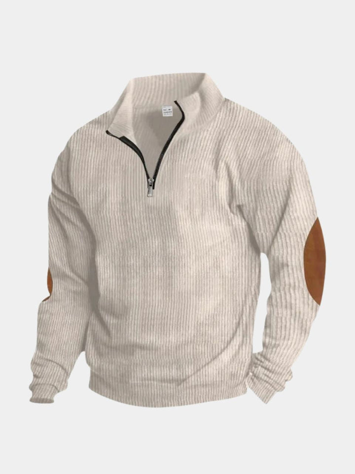 High Collar Quarter Zip Corduroy Pullover - Cross &amp; Crown
