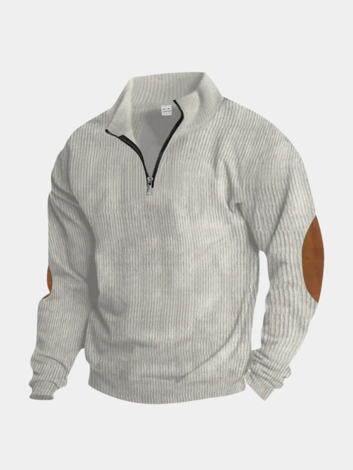 High Collar Quarter Zip Corduroy Pullover - Cross &amp; Crown