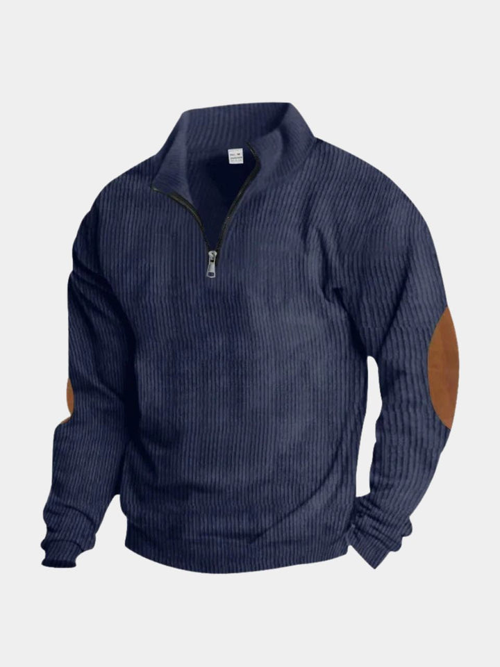 High Collar Quarter Zip Corduroy Pullover - Cross &amp; Crown