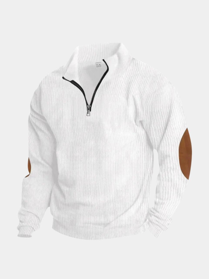 High Collar Quarter Zip Corduroy Pullover - Cross &amp; Crown