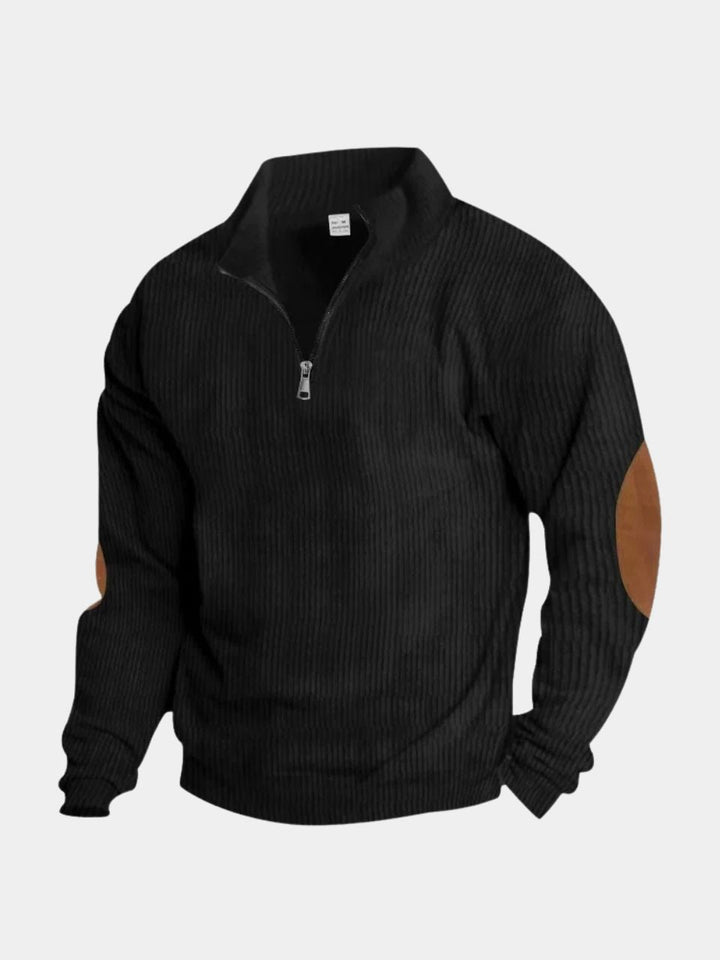 High Collar Quarter Zip Corduroy Pullover - Cross &amp; Crown