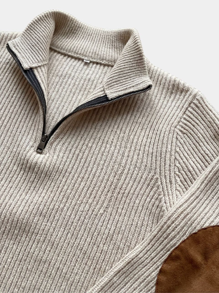 High Collar Quarter Zip Corduroy Pullover - Cross &amp; Crown