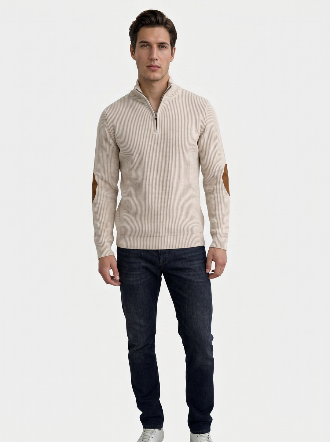 High Collar Quarter Zip Corduroy Pullover - Cross &amp; Crown