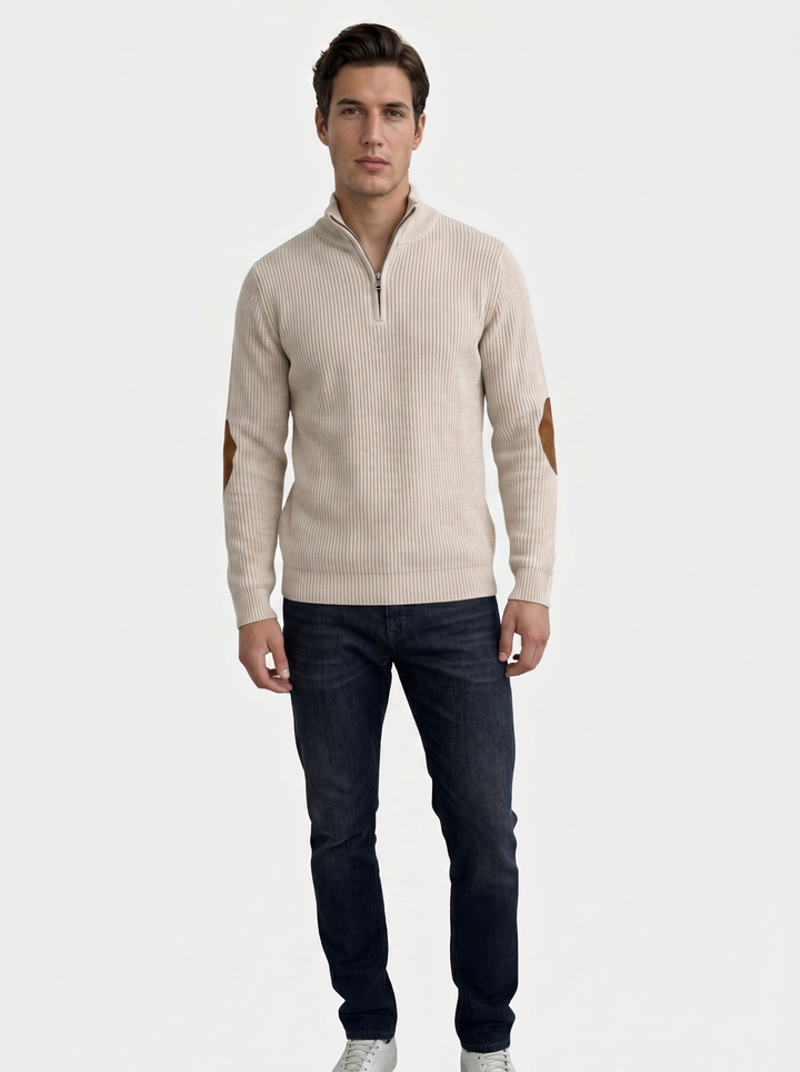 High Collar Quarter Zip Corduroy Pullover - Cross &amp; Crown